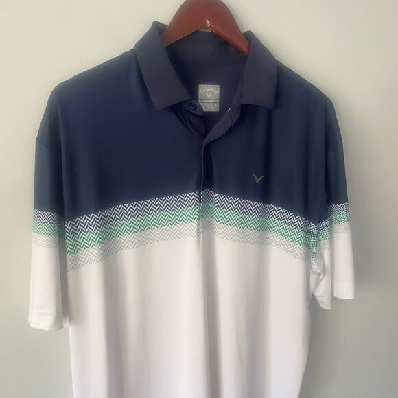 Callaway‎ Opti-Dri Polo Shirt Men's Large Blue Moisture Wick Performance Stretch - Picture 2 of 4